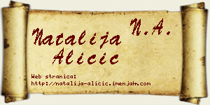 Natalija Aličić vizit kartica